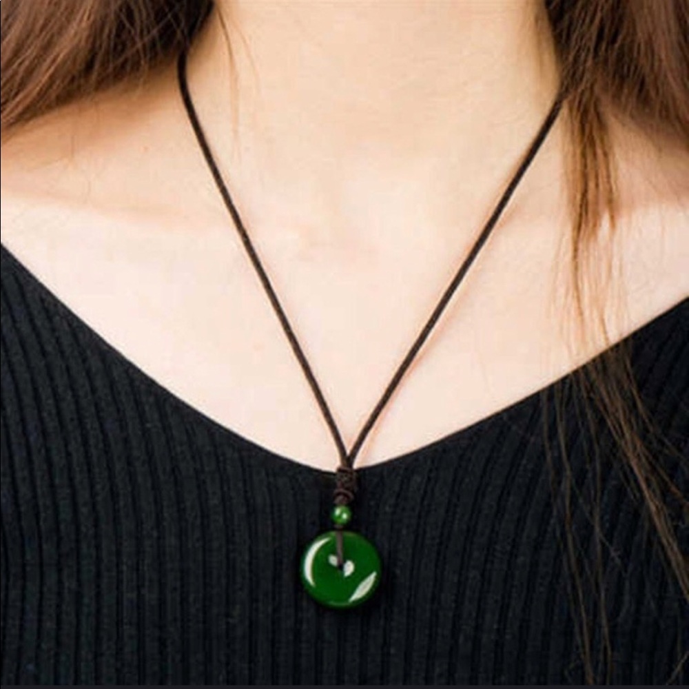 Natural green jade pendant